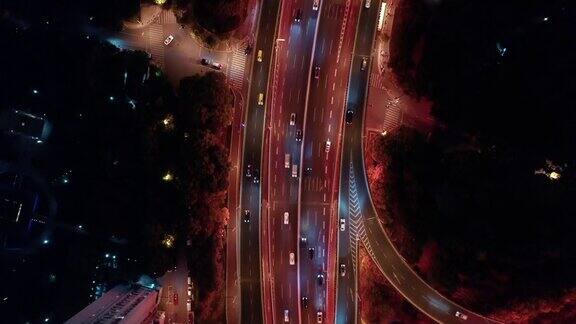 上海公路夜景鸟瞰图