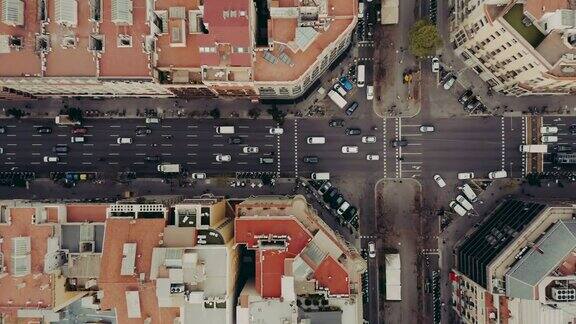 巴塞罗那街道的鸟瞰图