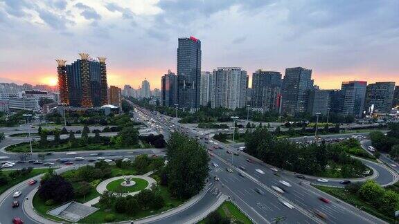 4K:北京城市景观和现代城市交通中国