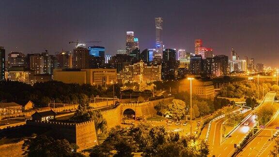 北京夜城延时古建筑现代建筑