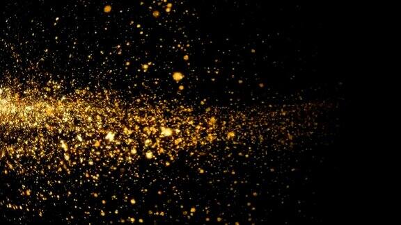 黄金的天空抽象的星尘烟雾波粒子具有三维粒子的纳米动态流烟熏动态波浪效果