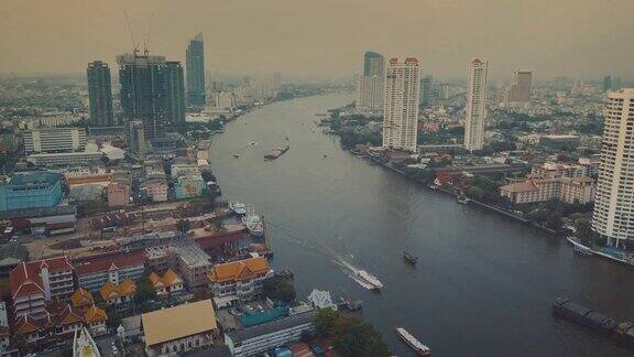 湄南河空中追踪拍摄了整个曼谷