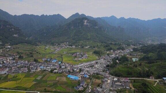 鸟瞰中国农村湖北省恩施市