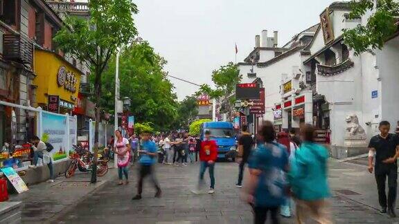 武汉城市天光著名的步行街全景4k时间流逝中国