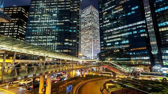 延时:日落时分拥挤的交通背景在香港市中心