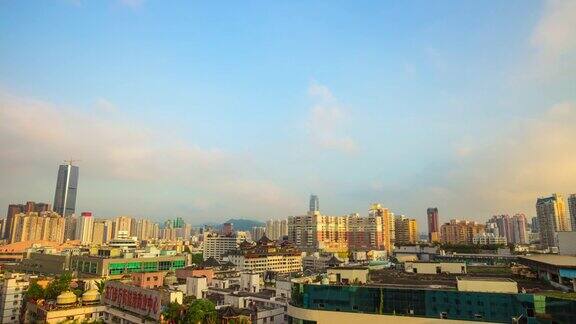 傍晚时间深圳城市景观屋顶全景4k时间流逝中国