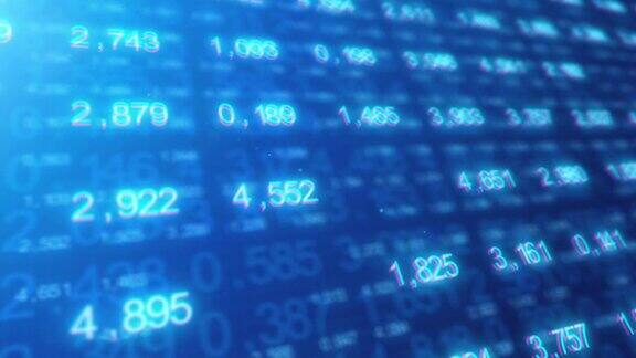 财务数据数字和股票市场分析的蓝色背景