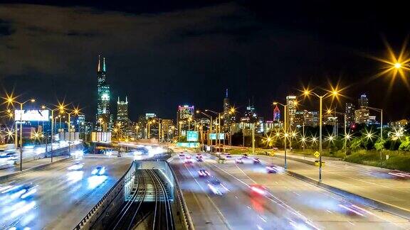 芝加哥公路夜景照片4K1080P