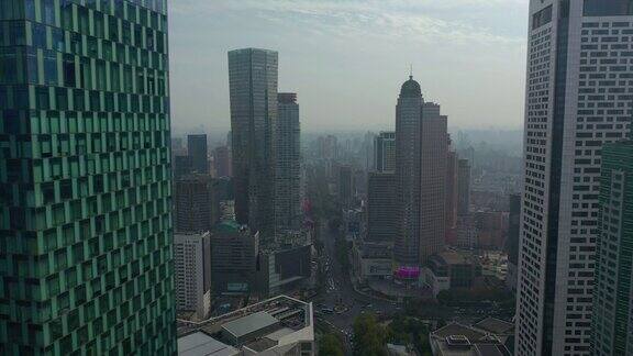 日落时分南京城市景观航拍全景4k中国