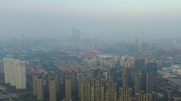 多云的天南京市著名奥林匹克体育场综合区航拍全景4k中国