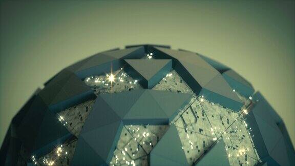 PCB电子球无缝循环3D渲染动画