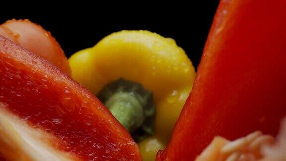 用微距探头镜头拍摄的新鲜甜椒