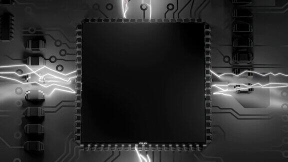 电路板上的中央处理器或中央处理单元微芯片