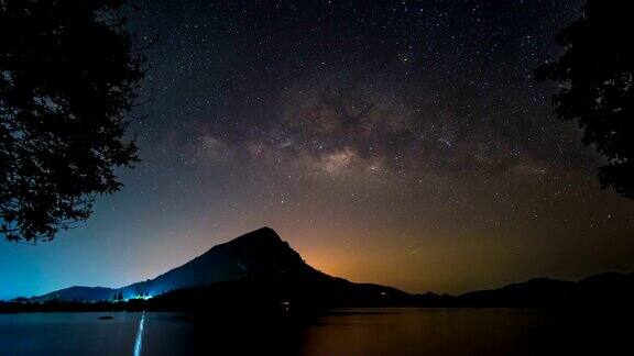 银河银河风景山和湖时间流逝视频