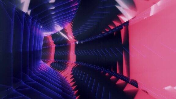 VJ循环3D逼真现代复古霓虹数码隧道壁纸背景