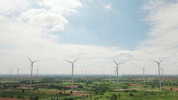 风力涡轮机鸟瞰图可再生能源清洁可再生绿色风力发电