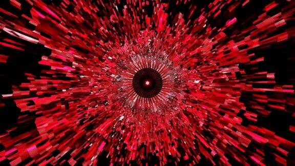 Vj循环发光的科幻红色光圈图案在未来的网络隧道
