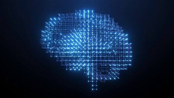 数字智能:3D渲染中的人工神经网络-数据科学家和AI爱好者的未来视频背景蓝点闪烁通信