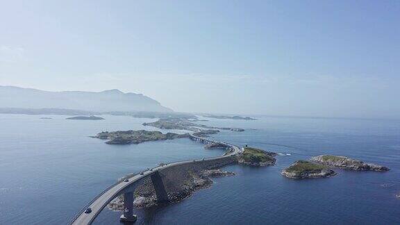 挪威西海岸大西洋航线的鸟瞰图