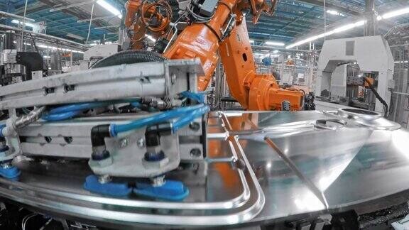 LD机器人在工厂移动金属零件