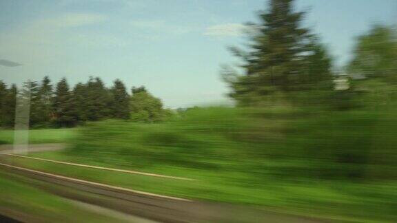 从法兰克福到瑞士巴塞尔的高速列车的POV镜头