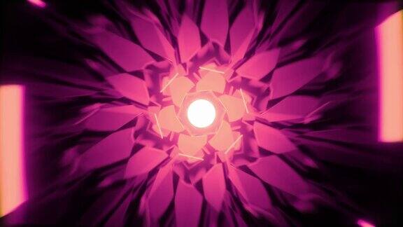 3D迷幻抽象明亮的隧道图案无缝发光的彩色条纹无缝循环背景万花筒派对3d渲染音乐表演无缝的VJ循环动画