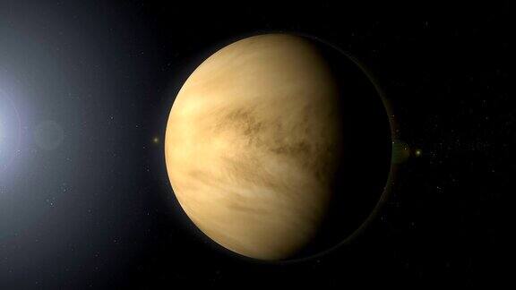 旋转行星金星在太空与黑洞