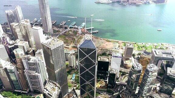 上午香港鸟瞰图塔身与通讯科技网络相连