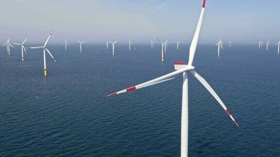 空中风力涡轮机在阳光明媚的日子生产可再生能源