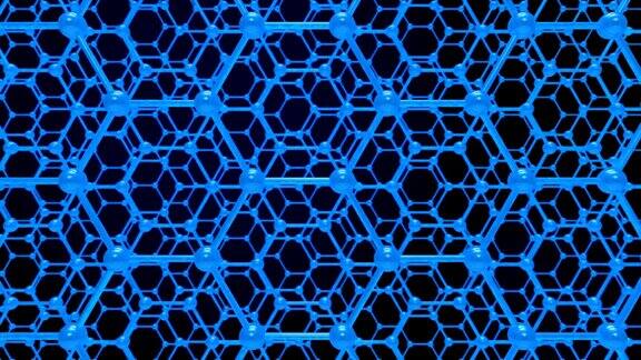 蓝色背景上的分子结构三维渲染