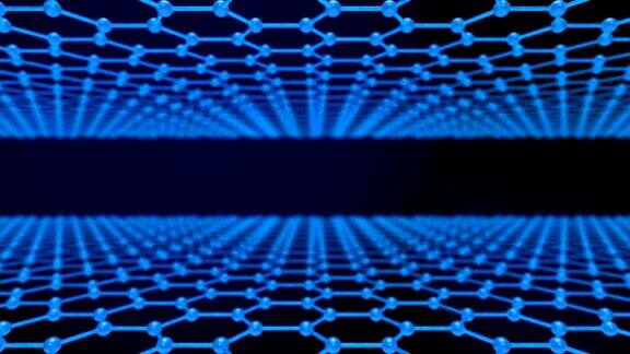 蓝色背景上的分子结构三维渲染