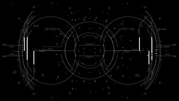 科幻未来HUD目标与计算机数据屏幕高科技概念动画黑色背景