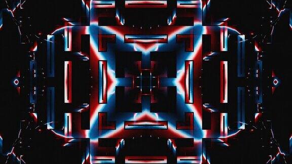 抽象的蓝色和红色霓虹几何可视化dj循环动画背景