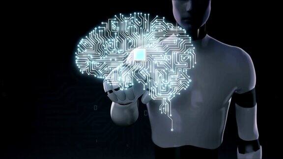 机器人半机械人触摸大脑连接CPU芯片电路板4K大小的电影人工智能发展2.
