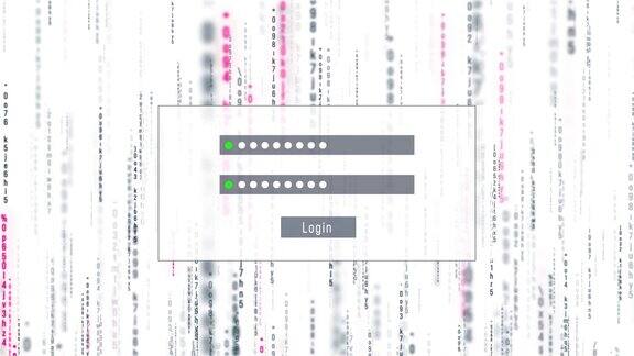 数字在屏幕上移动的二进制码数字背景和密码动画数字技术概念计算机语言hud界面黑客安全行矩阵背景