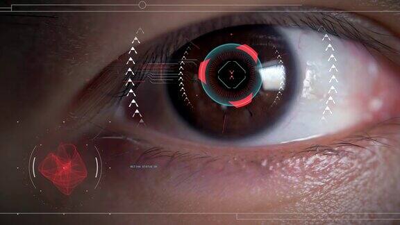 男人的眼睛正在被扫描电脑图形动作效果