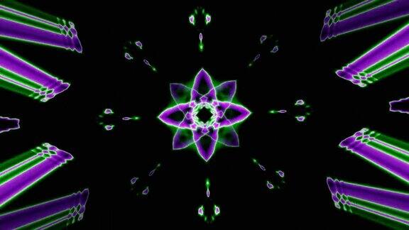 抽象旋转紫色和绿色霓虹灯dj循环动画背景