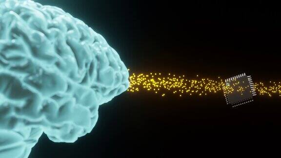 全息大脑向芯片释放能量粒子象征人工神经植入