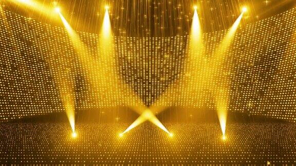 金色粒子霓虹灯展示大厅舞台背景