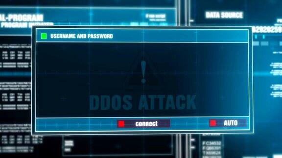 计算机屏幕上的数字系统安全警报的DDoS攻击警告通知
