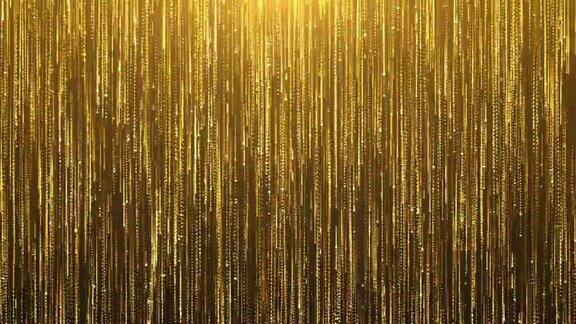 金色的雨金色的闪光粒子落下圣诞节的背景