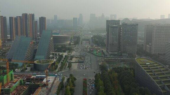 白天成都市金融区建设区交通街道航拍4k中国全景图