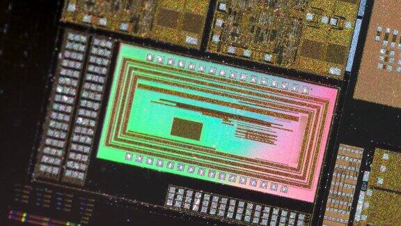 硅片半导体与霓虹灯颜色集成电路制造CPU和GPU