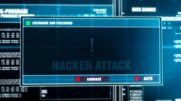 电脑屏幕上的数字系统安全警报的黑客攻击警告通知