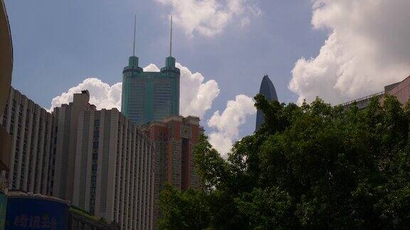 晴天深圳市区著名建筑慢镜头全景4k中国