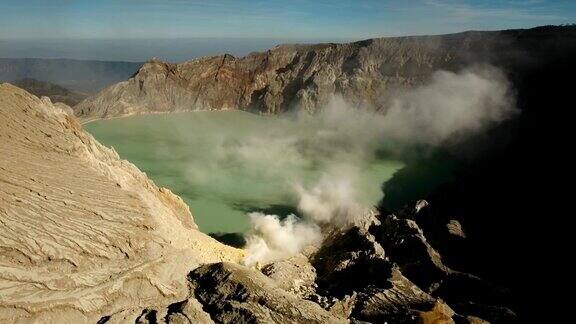 卡瓦伊真火山硫磺被开采的地方