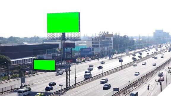 4K:曼谷繁忙高速公路鸟瞰图