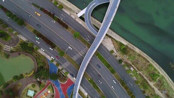 成都地标桥路鸟瞰图4k视频有道路、交通、建筑