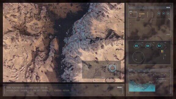 火星无人机飞行-从上向下查看与HUD覆盖A
