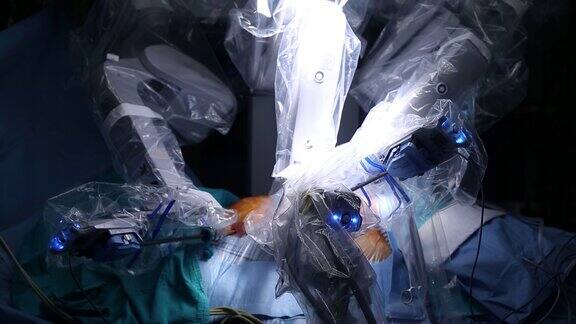 在机器人手术手术室用于外科手术的机器人机器人手术由机器人外科医生进行手术的现代医疗诊所
